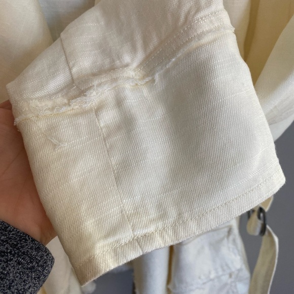 Free People Raw Femme Linen Jacket Eggshell Waterfall Front Side Buckles Size M - Picture 4 of 11